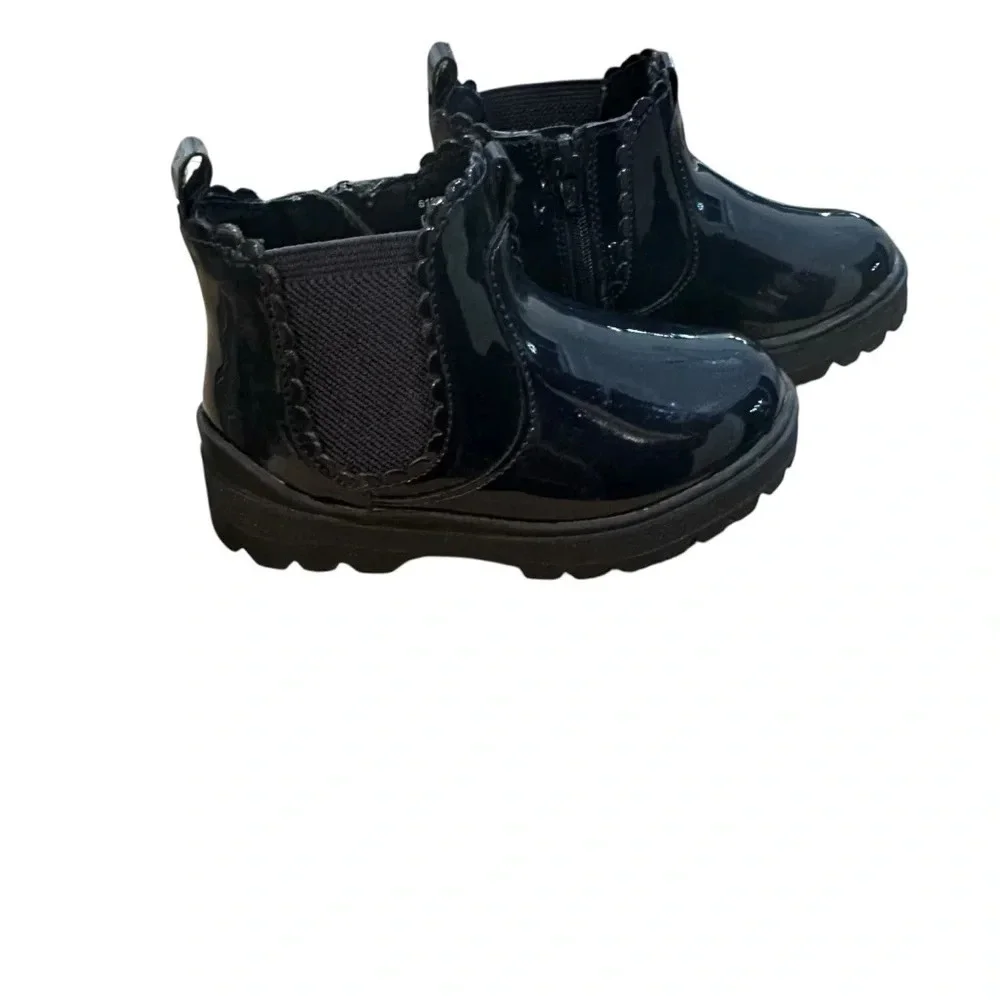 Zara Girls Blue Patent Leather Boots size 22